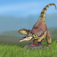 Restoration of Rajasaurus with prey.